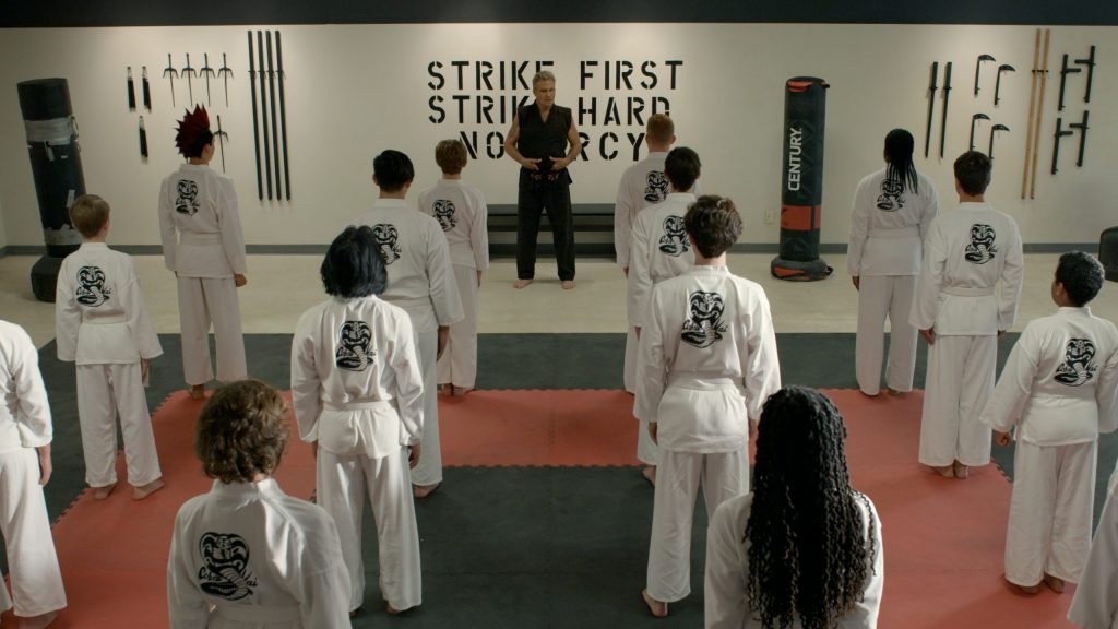 Martin Kove as John Kreese leading his new dojo in season 3 of Cobra Kai coming to Netflix January 2021.