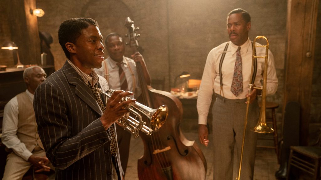 Chadwick Boseman in his final performance in Ma Rainey's Black Bottom, a 2021 predicted Oscar frontrunner from Netflix.