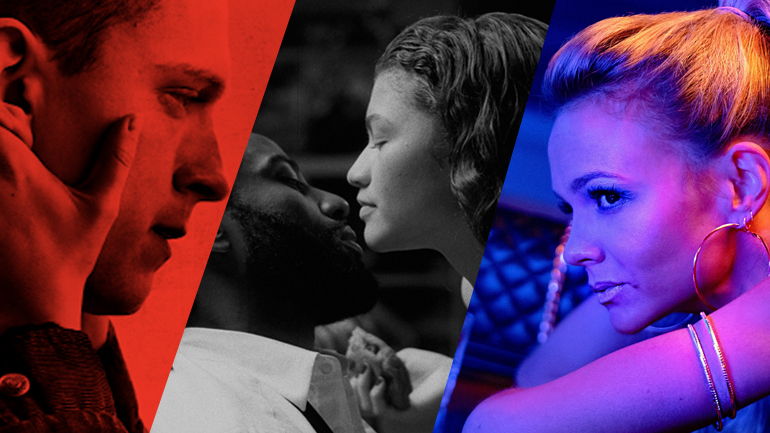 A collage of 2021 Oscar Predicted films Cherry, Malcolm & Marie, and Promising Young Woman.