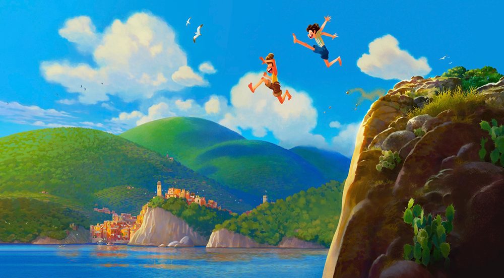 Promotional art of Pixar's Luca, a film scheduled with a 2021 release date from Disney and Pixar.