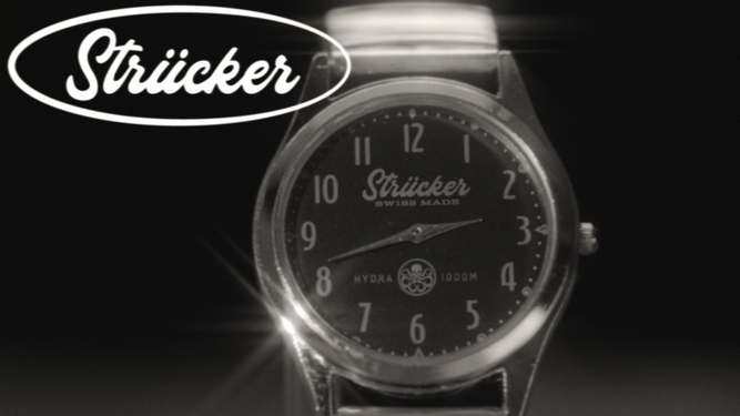 The Strucker watch with Hydra logo as seen in the in-universe commercial in WandaVision.