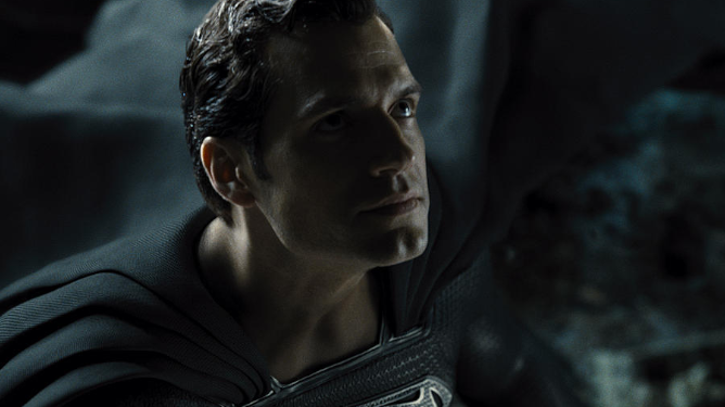 Henry Cavill as Superman in the new black suit as seen in Zack Snyder's Justice League.