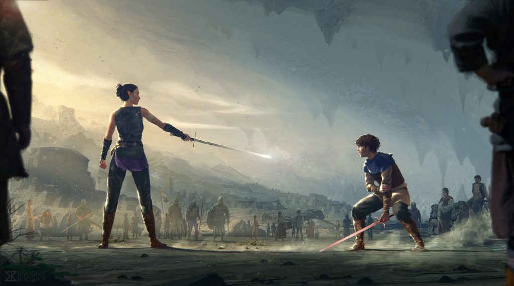 Fan-made concept art showing two young heroes sword training created for the campaign to get Disney to remake ERAGON on their streaming service Disney+. #EragonRemake
