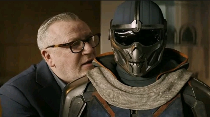 Ray Winstone as Dreykov next to Taskmaster as seen in Marvel's BLACK WIDOW written by Eric Pearson. 