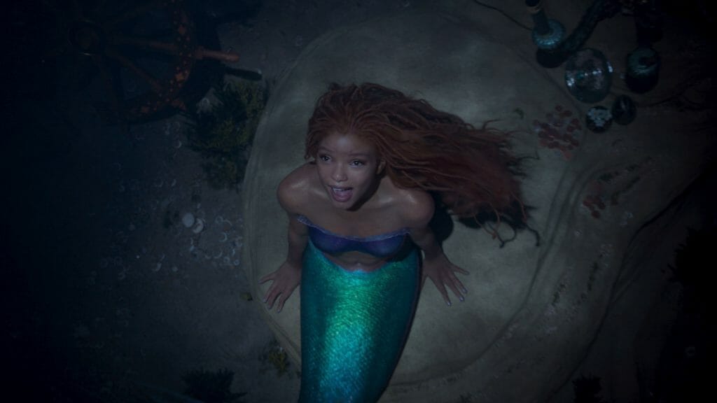Halle Bailey stars as princess Ariel singing "Part of your World" as shown from THE LITTLE MERMAID at the D23 Expo. 