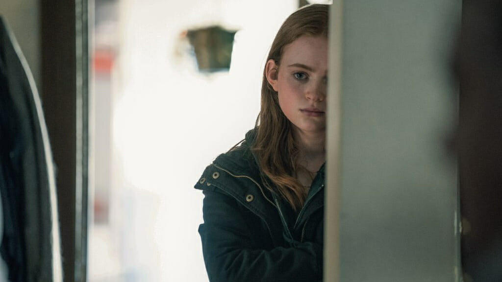 Sadie Sink stars as Ellie the daughter of Charlie the 600 pound obese man played by Brendan Fraser in THE WHALE directed by Darren Aronofsky. 