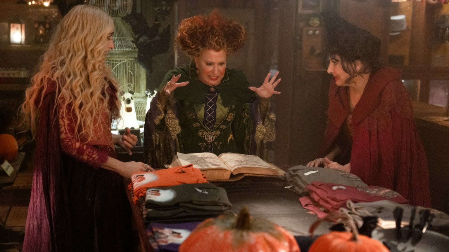 Director Anne Fletcher on the Wiccan Iconography of ‘Hocus Pocus 2’ The iconic Sanderson witch sisters played by Bette Midler, Sarah Jessica Parker, and Kathy Najimy open a book of spells and witchcraft in a modern day Salem Halloween store in HOCUS POCUS 2 directed by Anne Fletcher and streaming only on Disney+.