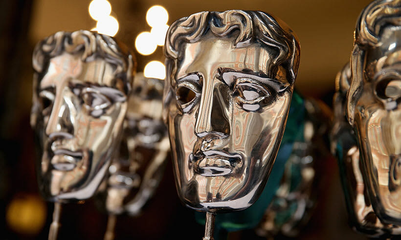 The bronze actor mask trophies handed out to the winners from the 2023 BAFTA Film Awards.