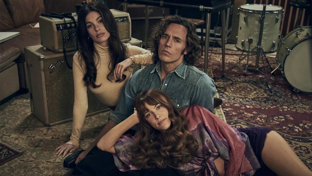 Camila Morrone, Sam Claflin, and Riley Keough star in the Amazon Prime Video musical drama limited series adaptation of the best-selling book DAISY JONES & THE SIX.