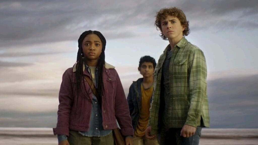 Walker Scobell, Leah Sava Jeffries, and Aryan Simhadri star as Percy Jackson, Annabeth Chase, and Grover Underwood respectively in the new original series PERCY JACKSON AND THE OLYMPIANS coming to Disney+ in December 2023.