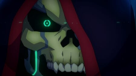 Skeletor voiced by Mark Hamill shows off his new cybernetic eye in the new animated original series MASTERS OF THE UNIVERSE: REVOLUTION coming to Netflix in January 2024.