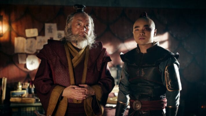 Paul Sun-Hyung Lee as Uncle Iroh shares some advice with his nephew Prince Zuko played by Dallas Liu in the live-action AVATAR: THE LAST AIRBENDER series on Netflix. 