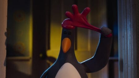 New Arrivals for Netflix January 2025 The villainous penguin Feathers McGraw puts on his iconic red rubber glove hat in the claymation film WALLACE & GROMIT: VENGEANCE MOST FOWL, coming to the Netflix streaming service in January 2025.
