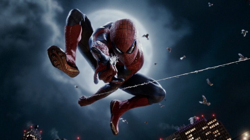 March 1 Will Be a Frustrating Day for Spider-Man Fans An epic shot of Andrew Garfield's Spider-Man web zipping towards the camera against a gorgeous night sky from the final swing sequence of THE AMAZING SPIDER-MAN, which is about to leave Netflix on March 1, 2026.