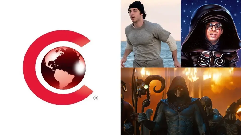 CinemaCon 2026: Every New Amazon MGM Announcement The official CinemaCon 2026 logo next to images from I PLAY ROCKY, MASTERS OF THE UNIVERSE, and SPACEBALLS 2 for the Amazon MGM Studios presentation.