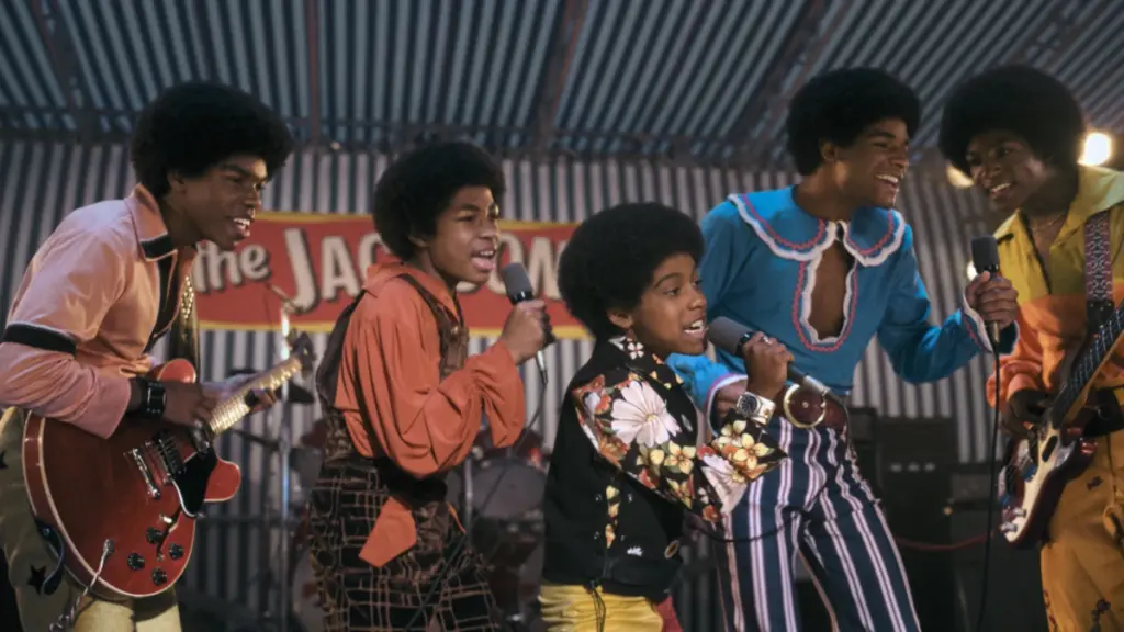The Jackson 5 perform at a live concert in the Michael Jackson biopic directed by Antoine Fuqua.