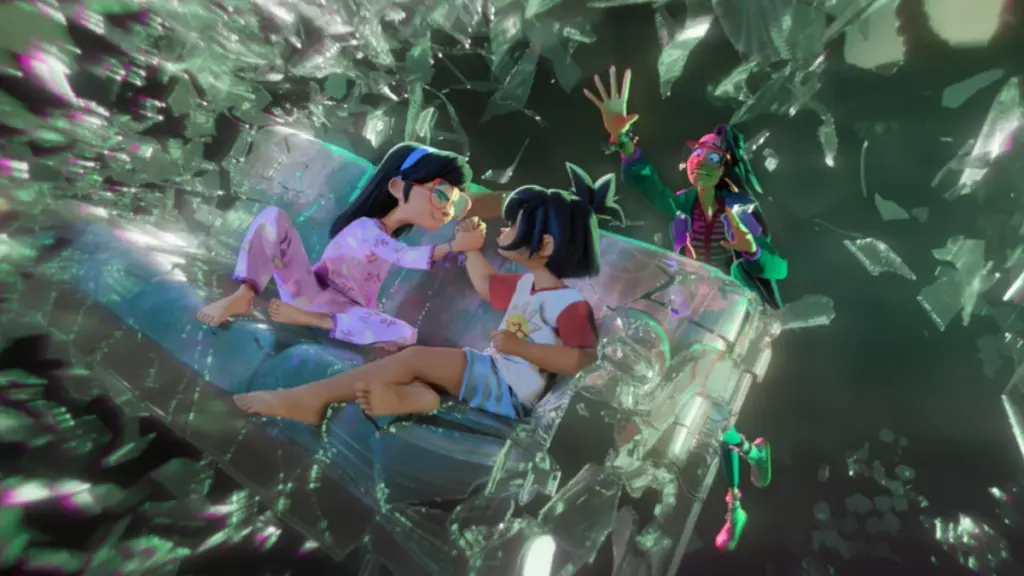 A dream-like sequence of Raissa trying to hold onto the dying memories of her best friend Jo from the third act of DreamWorks' animated film FORGOTTEN ISLAND.