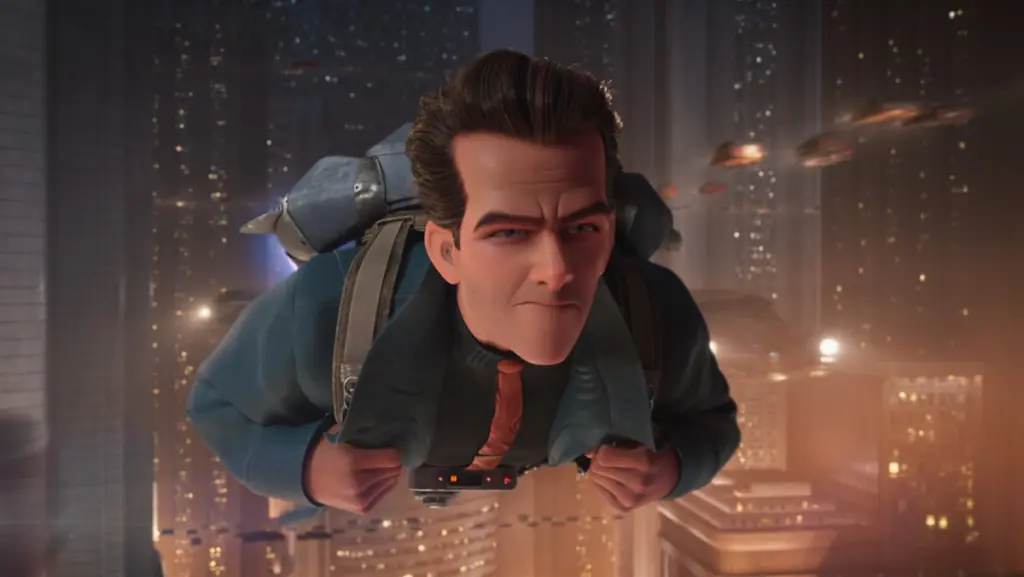 Why Brad Bird Took 30 Years to Finally Make ‘Ray Gunn’ The private eye Raymond Gunn flies across a busy futuristic metropolitan city using a jet pack in Brad Bird's animated Netflix movie RAY GUNN.