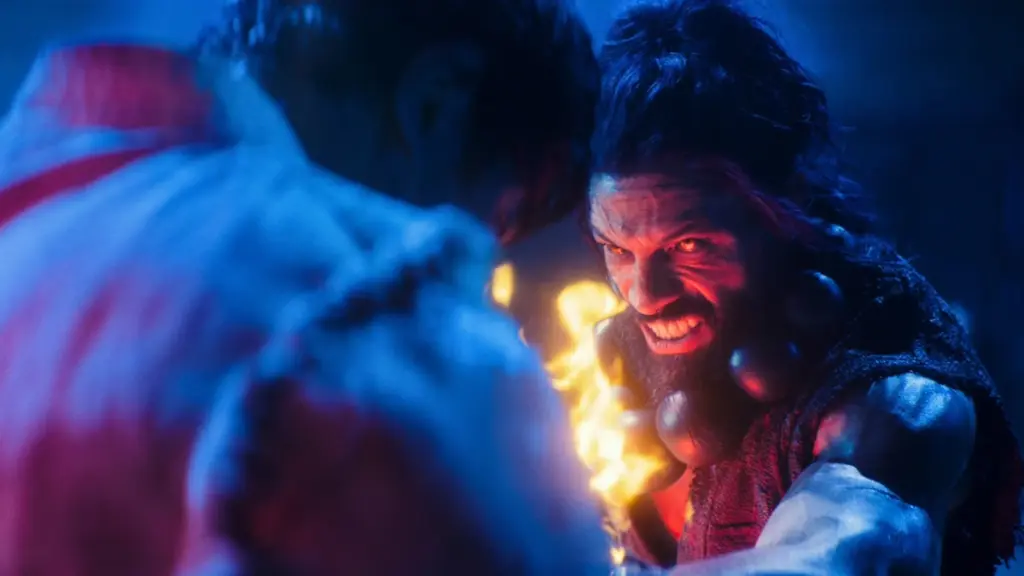 The evil Akuma played by Roman Reigns faces off against Ryu in the live-action STREET FIGHTER film.